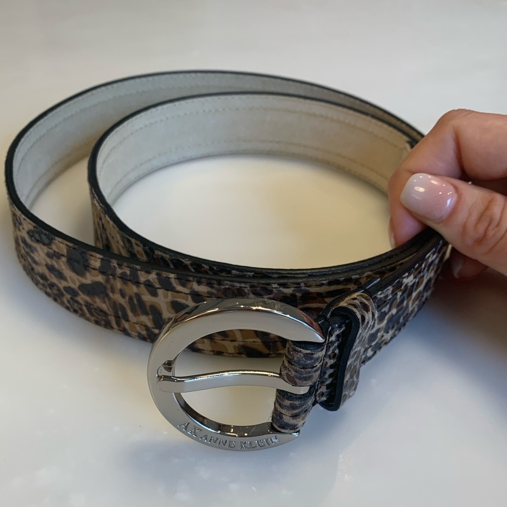 Anne Klein Leather Leopard Print Belt - Picture 1 of 5